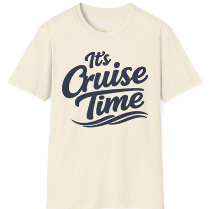 It’s Cruise Time Bold Nautical Wave Typography Cruise Shirt — T-Shirt T-Shirt – Natural – Best Cruise Shirts
