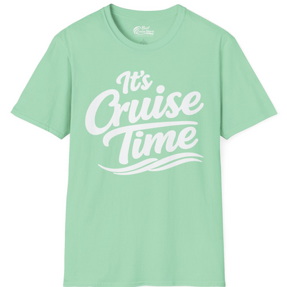 It’s Cruise Time Bold Nautical Wave Typography Cruise Shirt — T-Shirt T-Shirt – Mint Green – Best Cruise Shirts