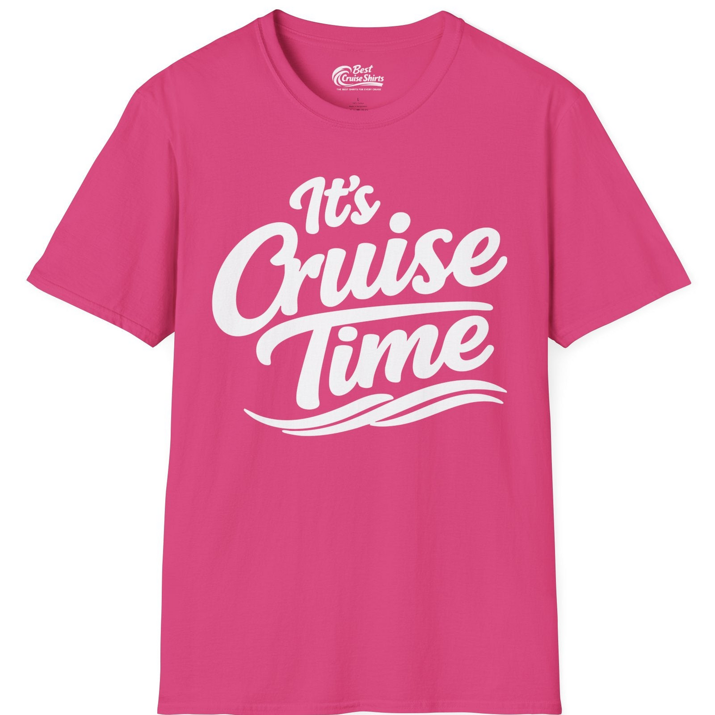 It’s Cruise Time Bold Nautical Wave Typography Cruise Shirt — T-Shirt T-Shirt – Heliconia – Best Cruise Shirts