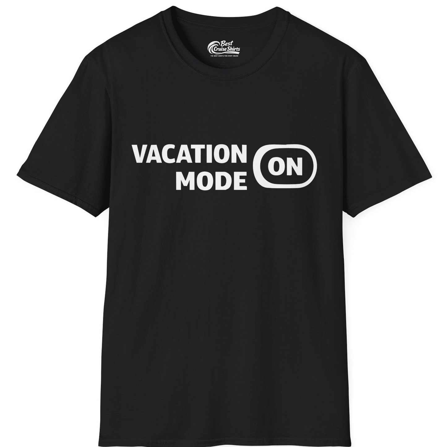 Vacation Mode On Minimalist Switch Graphic Funny Travel Shirt — T-Shirt T-Shirt – Black – Best Cruise Shirts