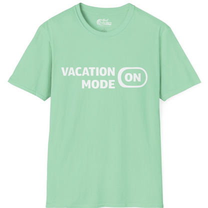 Vacation Mode On Minimalist Switch Graphic Funny Travel Shirt — T-Shirt T-Shirt – Mint Green – Best Cruise Shirts