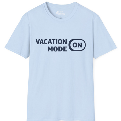 Vacation Mode On Minimalist Switch Graphic Funny Travel Shirt — T-Shirt T-Shirt – Light Blue – Best Cruise Shirts