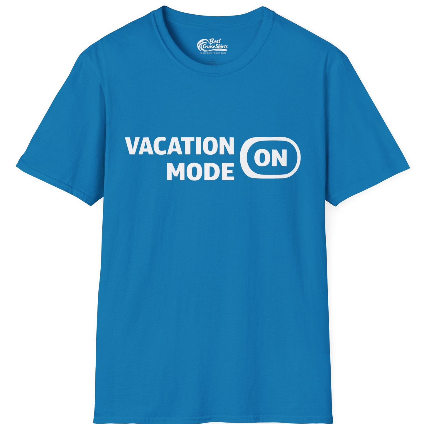 Vacation Mode On Minimalist Switch Graphic Funny Travel Shirt — T-Shirt T-Shirt – Sapphire – Best Cruise Shirts