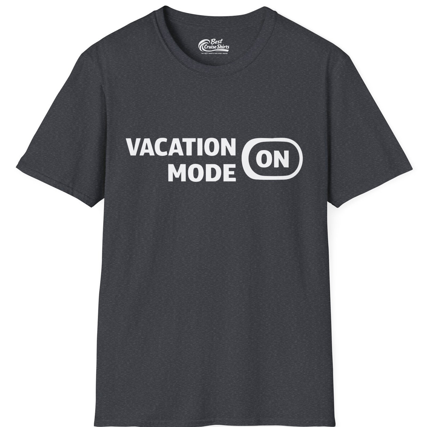 Vacation Mode On Minimalist Switch Graphic Funny Travel Shirt — T-Shirt T-Shirt – Dark Heather Grey – Best Cruise Shirts