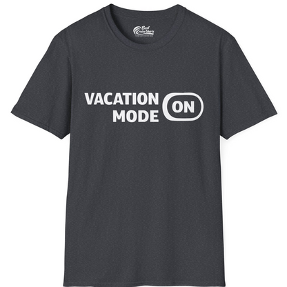 Vacation Mode On Minimalist Switch Graphic Funny Travel Shirt — T-Shirt T-Shirt – Dark Heather Grey – Best Cruise Shirts