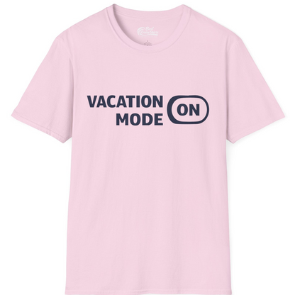 Vacation Mode On Minimalist Switch Graphic Funny Travel Shirt — T-Shirt T-Shirt – Light Pink – Best Cruise Shirts