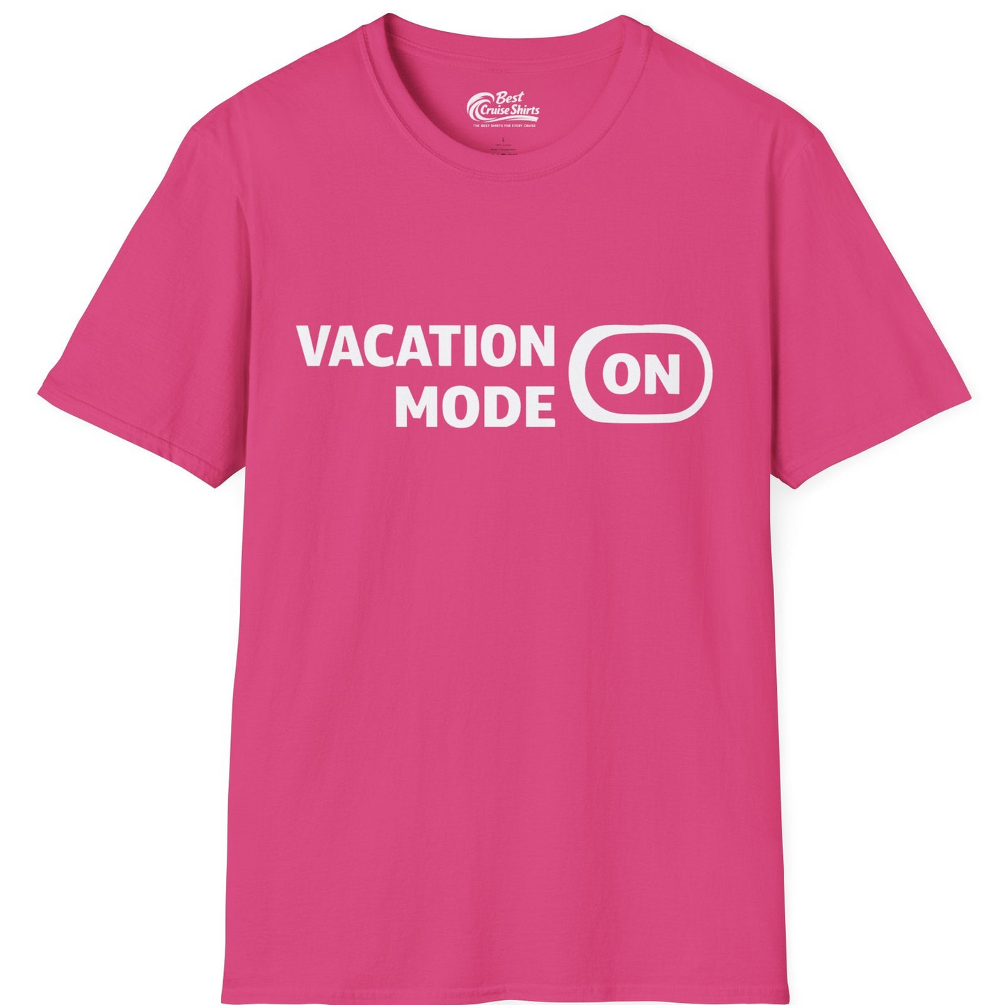 Vacation Mode On Minimalist Switch Graphic Funny Travel Shirt — T-Shirt T-Shirt – Heliconia – Best Cruise Shirts