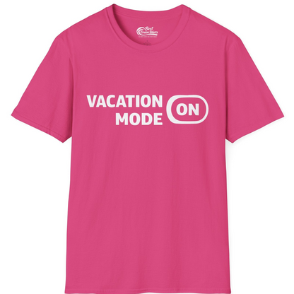 Vacation Mode On Minimalist Switch Graphic Funny Travel Shirt — T-Shirt T-Shirt – Heliconia – Best Cruise Shirts