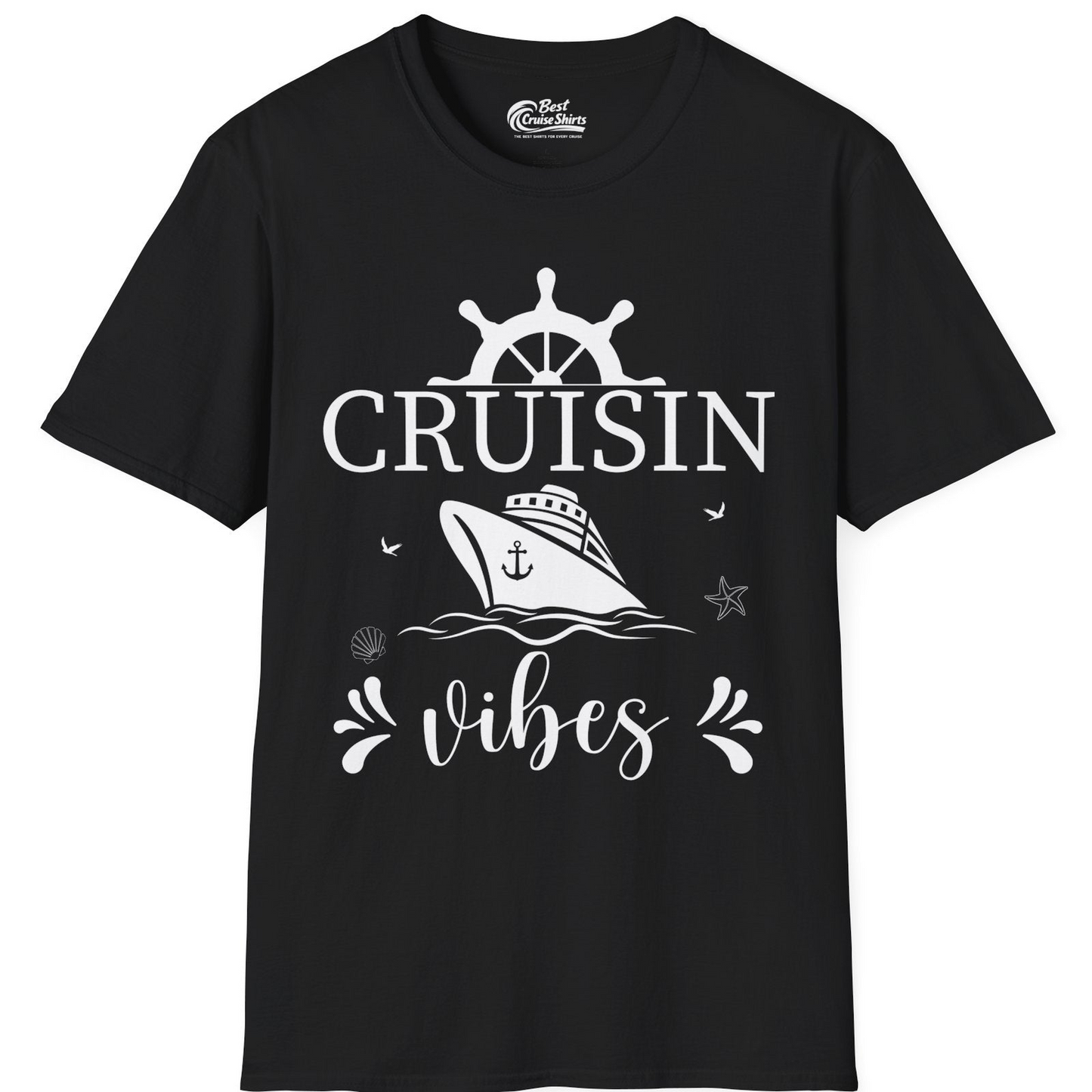 Cruisin Vibes Nautical Ocean Adventure Shirt T-Shirt – Black – Best Cruise Shirts