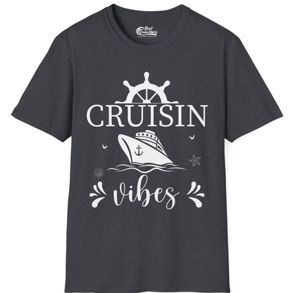 Cruisin Vibes Nautical Ocean Adventure Shirt T-Shirt – Dark Heather Grey – Best Cruise Shirts