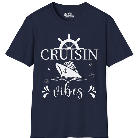 Cruisin Vibes Nautical Ocean Adventure Shirt T-Shirt – Navy – Best Cruise Shirts