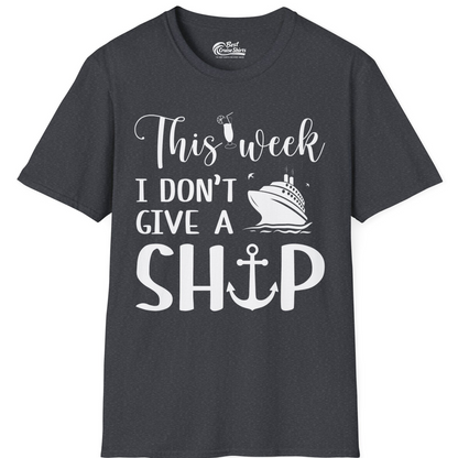 This Week I Don’t Give a Ship Funny Cruise Shirt With Nautical Icons — T-Shirt T-Shirt – Dark Heather Grey – Best Cruise Shirts