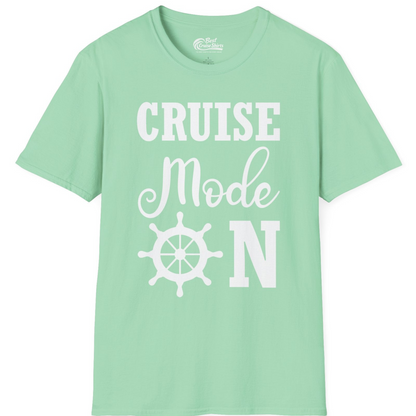 Cruise Mode On Shirt With Nautical Wheel Bold Vacation Design — T-Shirt T-Shirt – Mint Green – Best Cruise Shirts