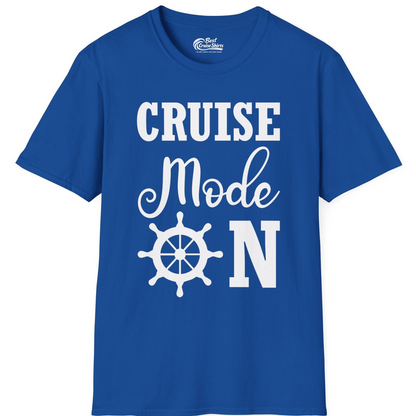 Cruise Mode On Shirt With Nautical Wheel Bold Vacation Design — T-Shirt T-Shirt – Royal – Best Cruise Shirts