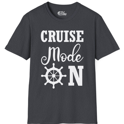 Cruise Mode On Shirt With Nautical Wheel Bold Vacation Design — T-Shirt T-Shirt – Dark Heather Grey – Best Cruise Shirts