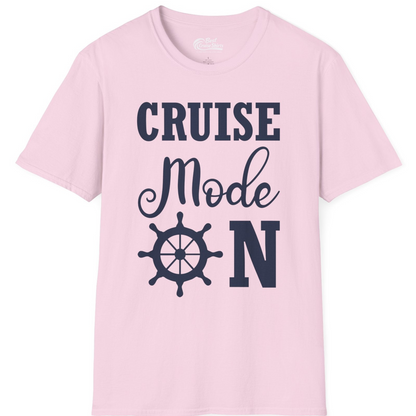 Cruise Mode On Shirt With Nautical Wheel Bold Vacation Design — T-Shirt T-Shirt – Light Pink – Best Cruise Shirts