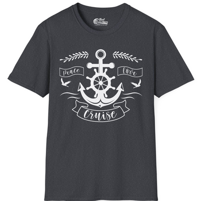 Peace Love Cruise Shirt T-Shirt – Dark Heather Grey – Best Cruise Shirts