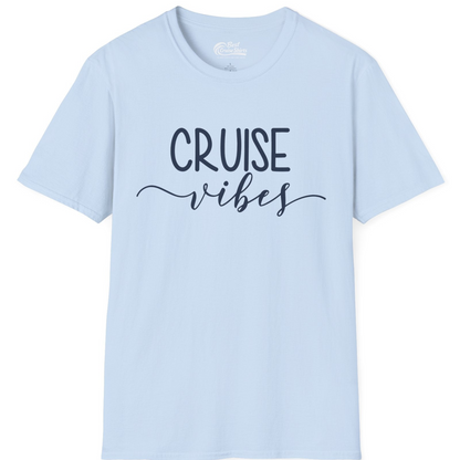 Cruise Vibes Modern Script Typography Shirt for Group Cruise Trips — T-Shirt T-Shirt – Light Blue – Best Cruise Shirts