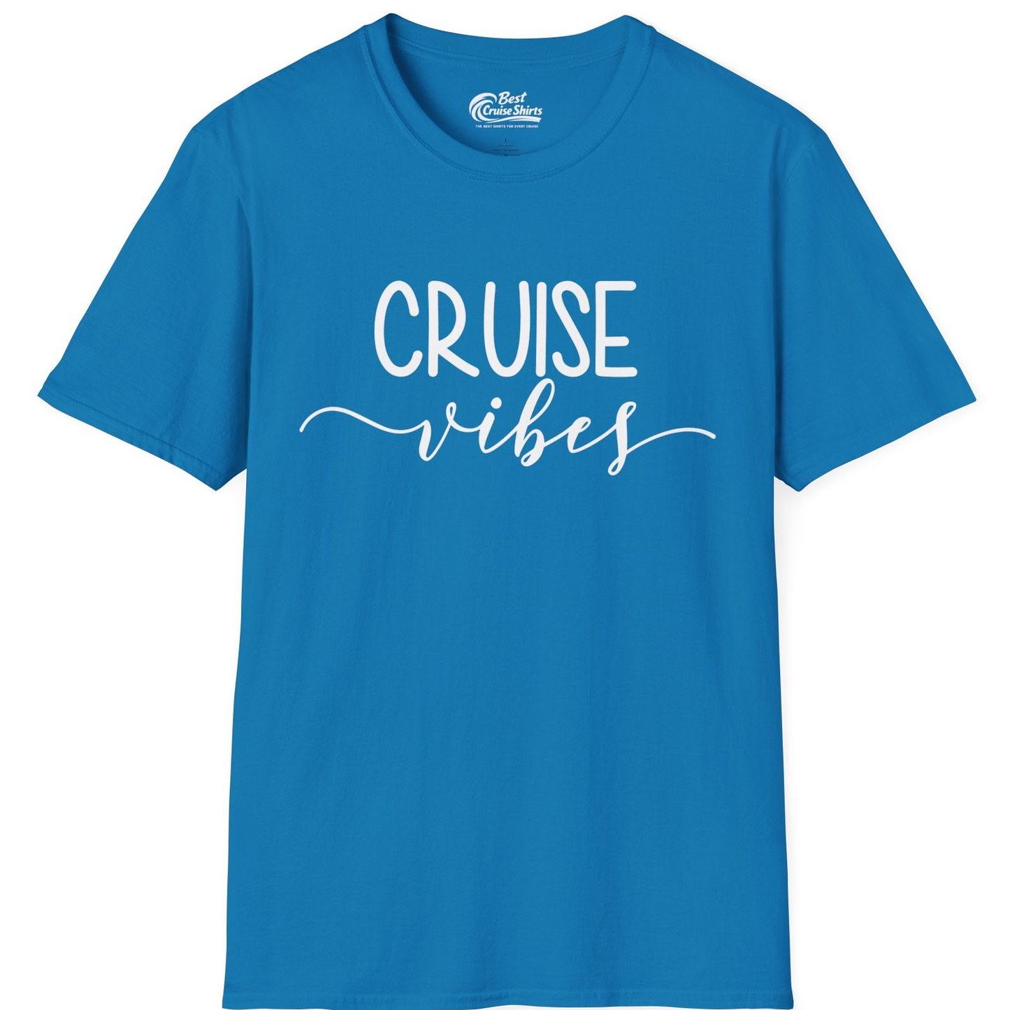 Cruise Vibes Modern Script Typography Shirt for Group Cruise Trips — T-Shirt T-Shirt – Sapphire – Best Cruise Shirts