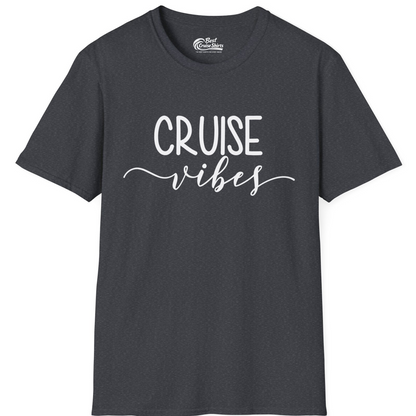 Cruise Vibes Modern Script Typography Shirt for Group Cruise Trips — T-Shirt T-Shirt – Dark Heather Grey – Best Cruise Shirts