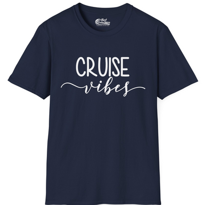 Cruise Vibes Modern Script Typography Shirt for Group Cruise Trips — T-Shirt T-Shirt – Navy – Best Cruise Shirts