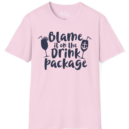 Blame It On The Drink Package Cruise Shirt With Cocktails And Anchor — T-Shirt T-Shirt – Light Pink – Best Cruise Shirts