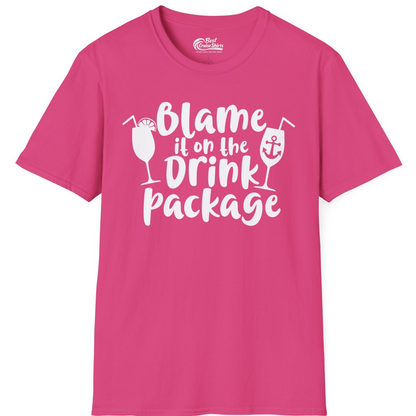 Blame It On The Drink Package Cruise Shirt With Cocktails And Anchor — T-Shirt T-Shirt – Heliconia – Best Cruise Shirts