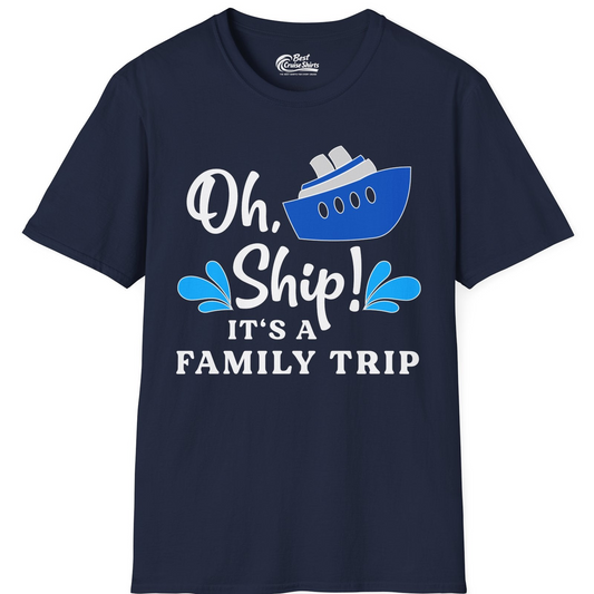 Oh Ship Funny Family Cruise Trip Shirt Nautical Vacation Design — T-Shirt T-Shirt – Navy – Best Cruise Shirts