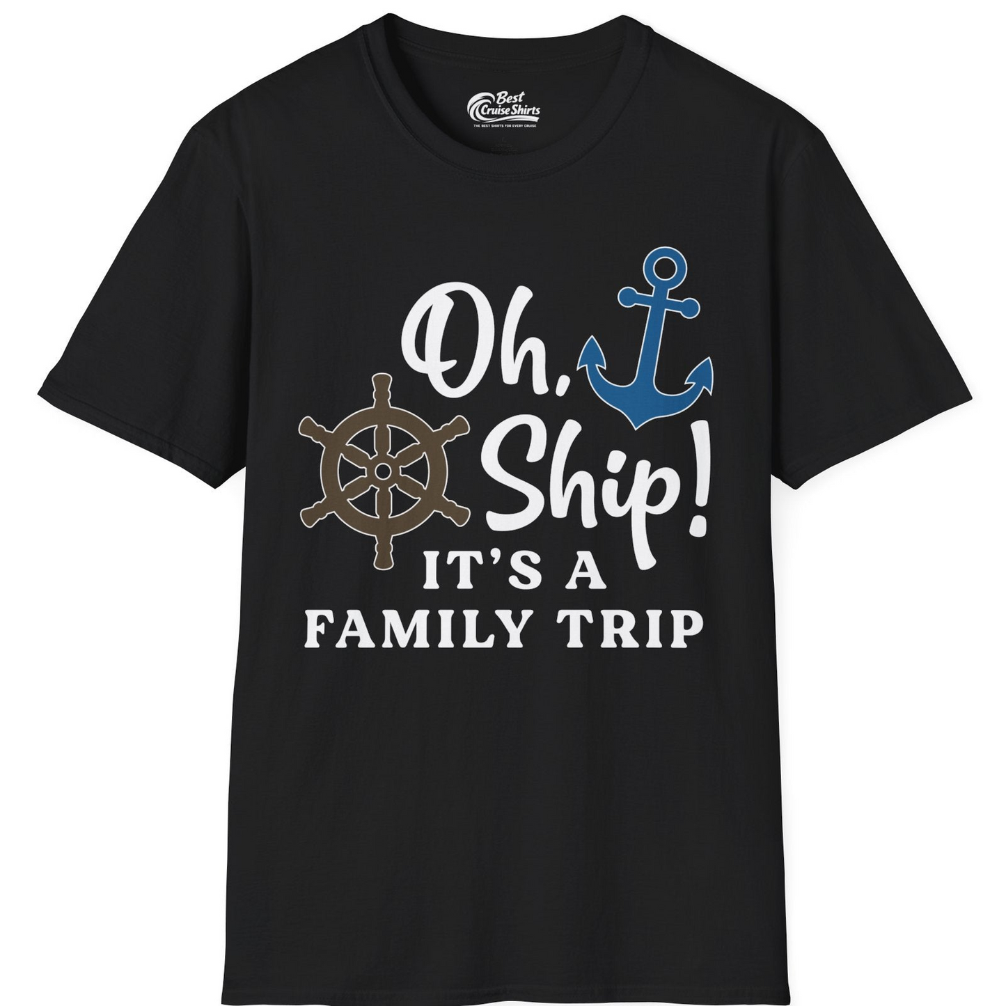 Oh Ship It’s a Family Trip Nautical Cruise Shirt with Marine Icons — T-Shirt T-Shirt – Black – Best Cruise Shirts
