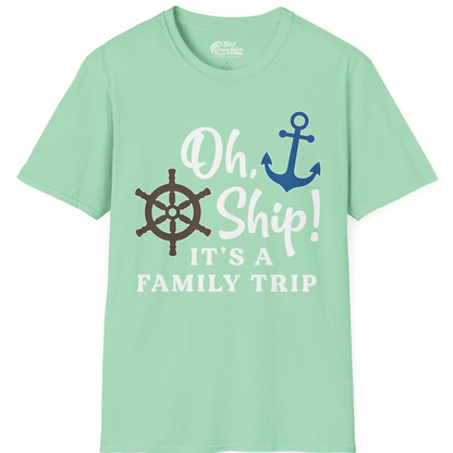 Oh Ship It’s a Family Trip Nautical Cruise Shirt with Marine Icons — T-Shirt T-Shirt – Mint Green – Best Cruise Shirts