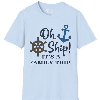 Oh Ship It’s a Family Trip Nautical Cruise Shirt with Marine Icons — T-Shirt T-Shirt – Light Blue – Best Cruise Shirts