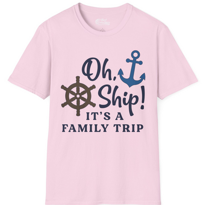 Oh Ship It’s a Family Trip Nautical Cruise Shirt with Marine Icons — T-Shirt T-Shirt – Light Pink – Best Cruise Shirts