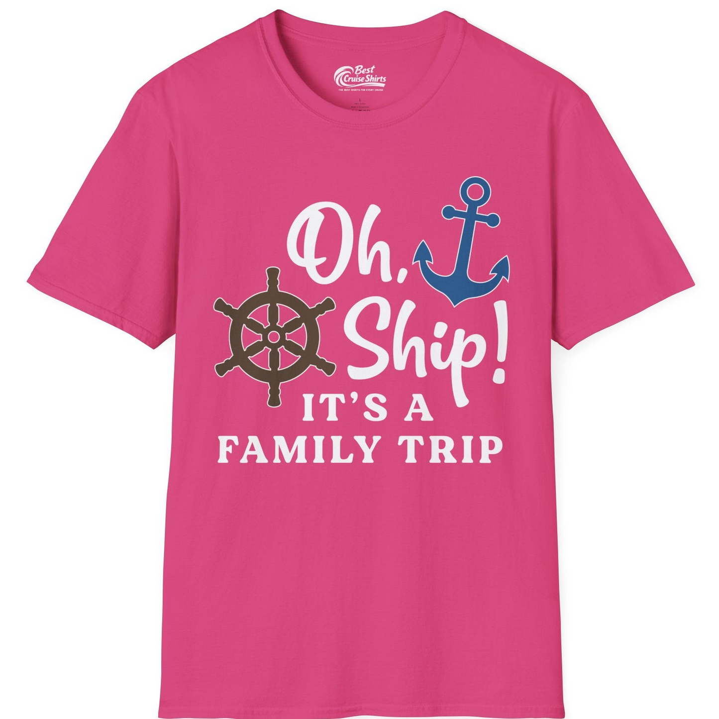Oh Ship It’s a Family Trip Nautical Cruise Shirt with Marine Icons — T-Shirt T-Shirt – Heliconia – Best Cruise Shirts