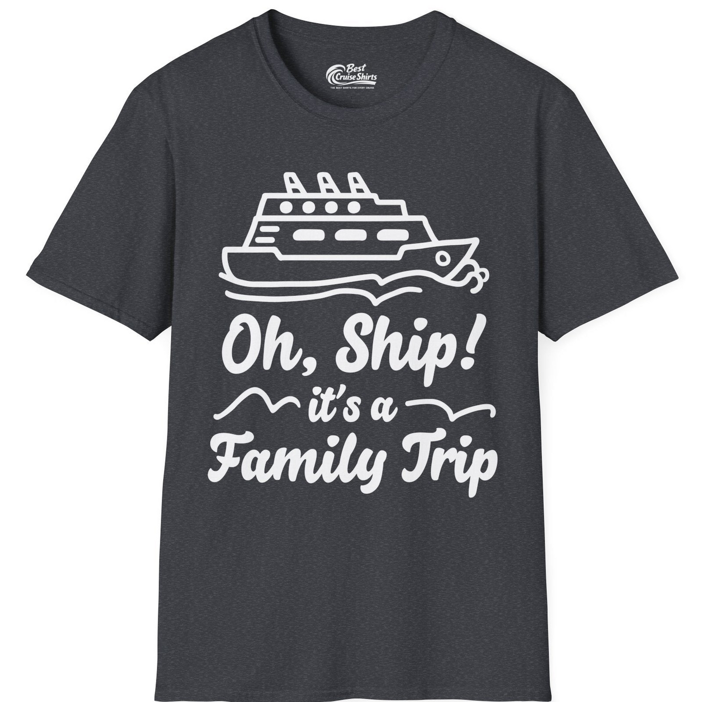 Oh Ship Its a Family Trip Cruise Vacation Matching Shirt — T-Shirt T-Shirt – Dark Heather Grey – Best Cruise Shirts