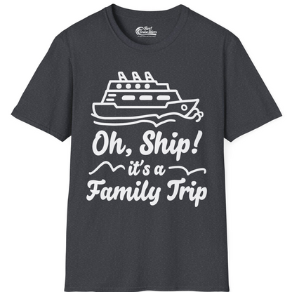 Oh Ship Its a Family Trip Cruise Vacation Matching Shirt — T-Shirt T-Shirt – Dark Heather Grey – Best Cruise Shirts