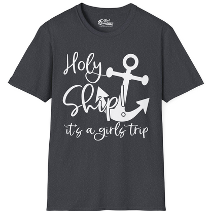 Holy Ship Anchor Girls Trip Cruise Shirt T-Shirt – Dark Heather Grey – Best Cruise Shirts