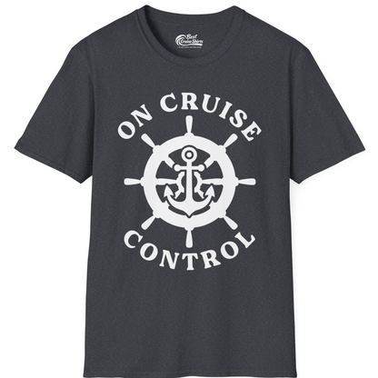 On Cruise Control Nautical Anchor Helm Wheel Cruise Shirt — T-Shirt T-Shirt – Dark Heather Grey – Best Cruise Shirts