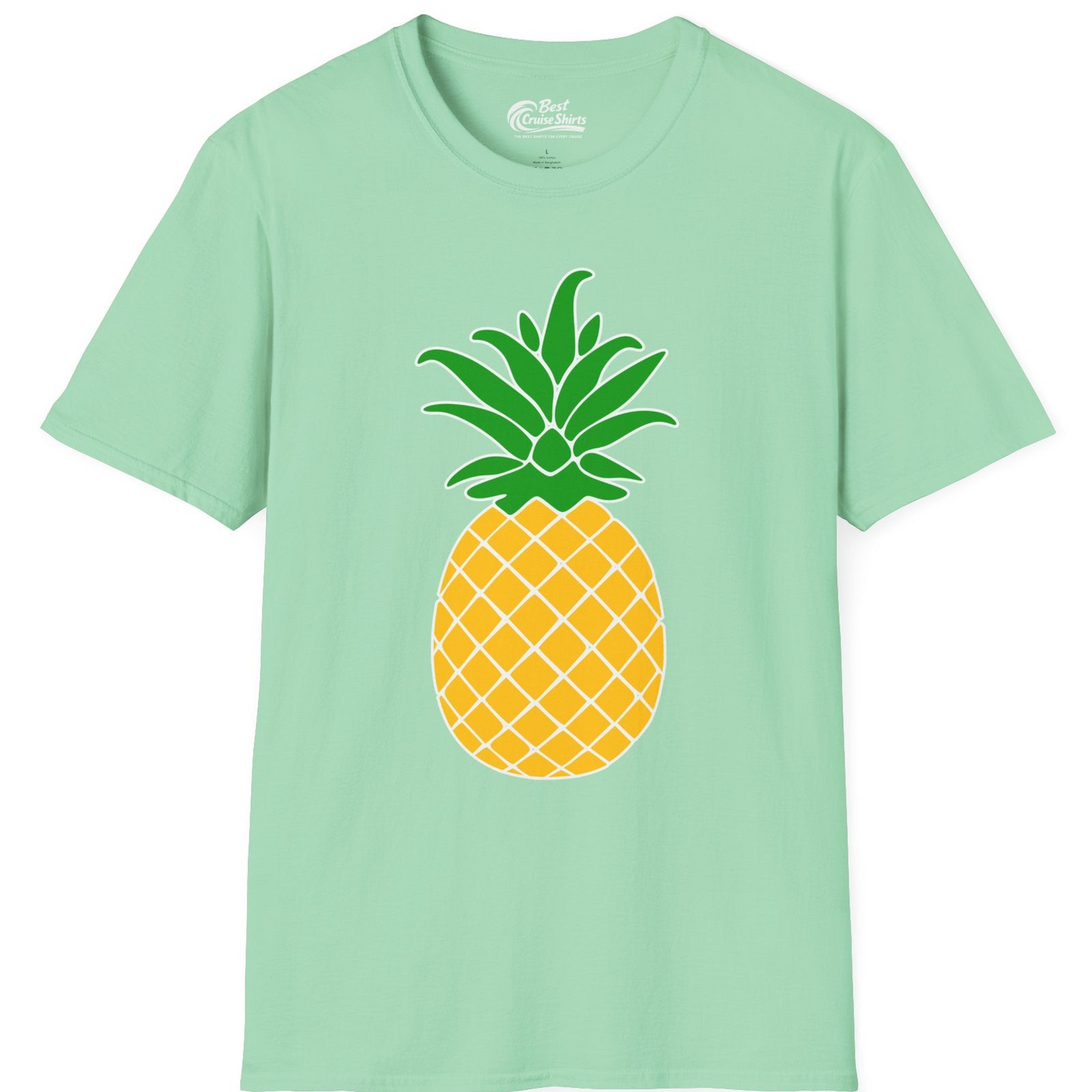Cartoon Pineapple Graphic Shirt T-Shirt – Mint Green – Best Cruise Shirts