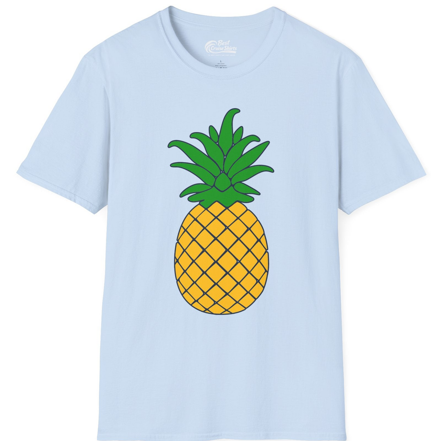 Cartoon Pineapple Graphic Shirt T-Shirt – Light Blue – Best Cruise Shirts