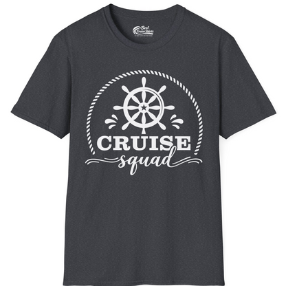 Cruise Squad Nautical Wheel Shirt T-Shirt – Dark Heather Grey – Best Cruise Shirts