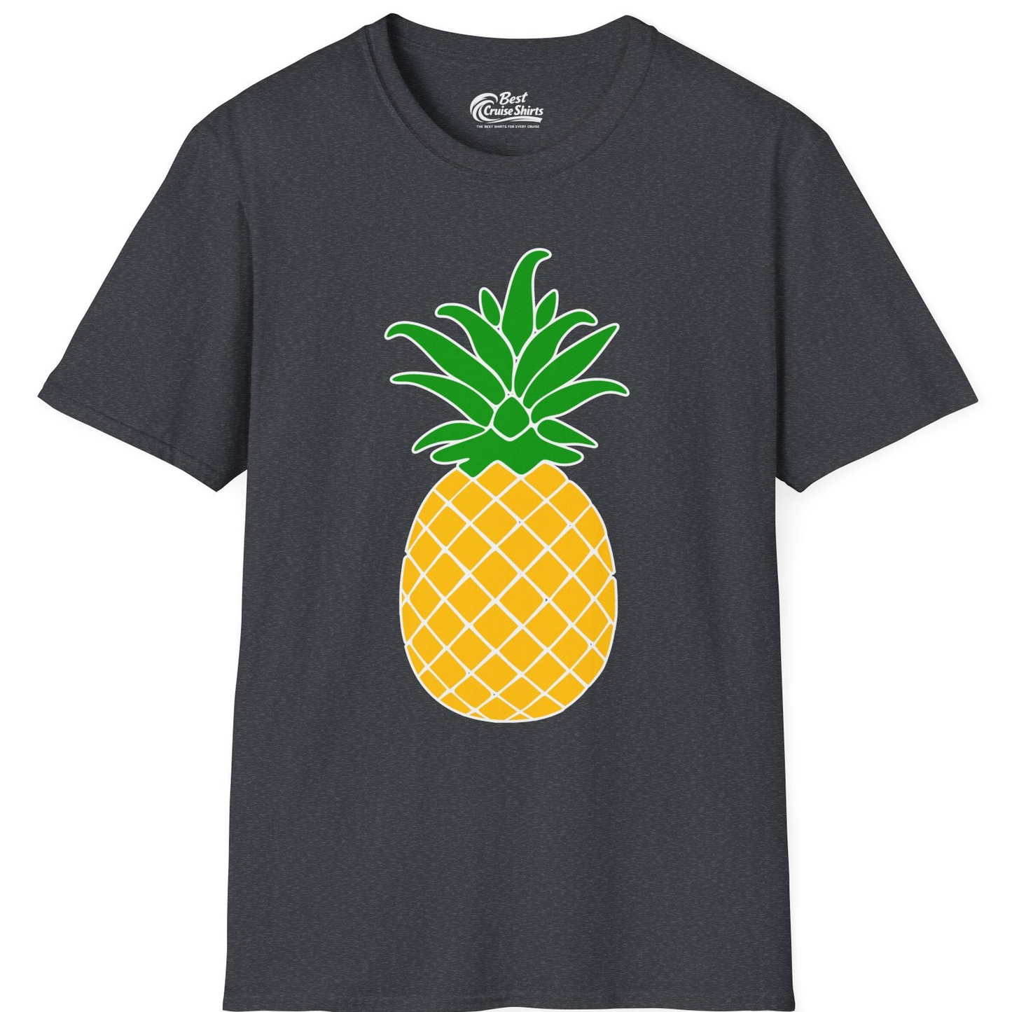 Cartoon Pineapple Graphic Shirt T-Shirt – Dark Heather Grey – Best Cruise Shirts