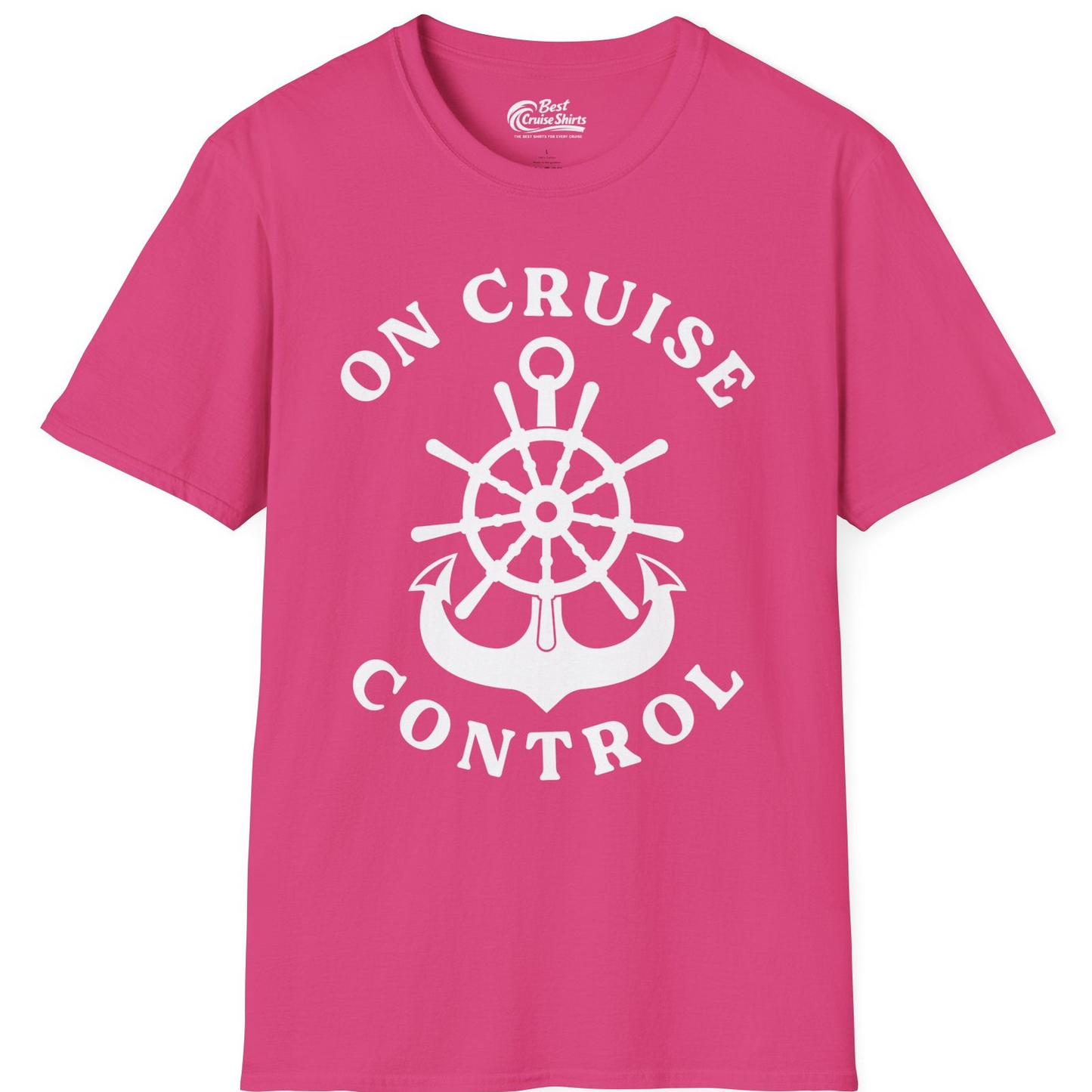 On Cruise Control Nautical Captain Wheel Funny Cruise Shirt — T-Shirt T-Shirt – Heliconia – Best Cruise Shirts
