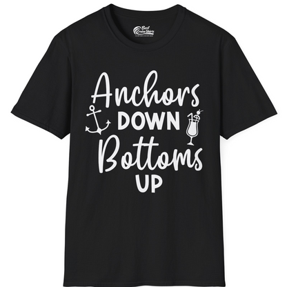 Anchors Down Bottoms Up Nautical Drinking Cruise Party Shirt — T-Shirt T-Shirt – Black – Best Cruise Shirts