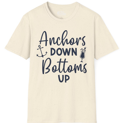 Anchors Down Bottoms Up Nautical Drinking Cruise Party Shirt — T-Shirt T-Shirt – Natural – Best Cruise Shirts