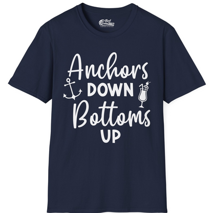 Anchors Down Bottoms Up Nautical Drinking Cruise Party Shirt — T-Shirt T-Shirt – Navy – Best Cruise Shirts