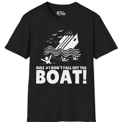 Funny Cruise Ship Safety Warning Sinking Boat Cartoon Shirt — T-Shirt T-Shirt – Black – Best Cruise Shirts
