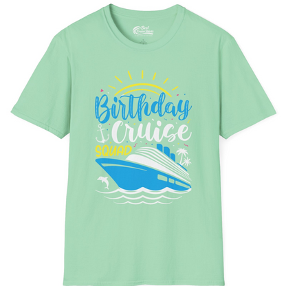 Birthday Cruise Squad Nautical Party Shirt for Group Celebrations — T-Shirt T-Shirt – Mint Green – Best Cruise Shirts