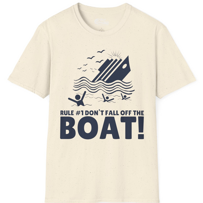 Funny Cruise Ship Safety Warning Sinking Boat Cartoon Shirt — T-Shirt T-Shirt – Natural – Best Cruise Shirts