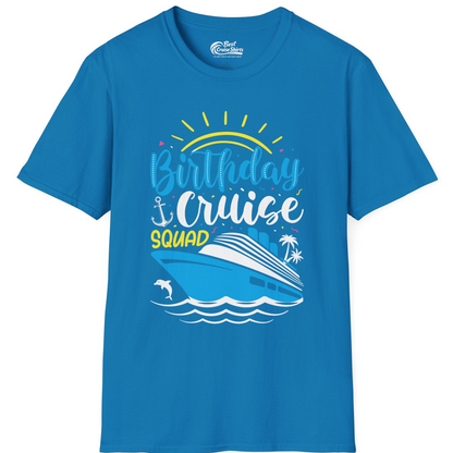 Birthday Cruise Squad Nautical Party Shirt for Group Celebrations — T-Shirt T-Shirt – Sapphire – Best Cruise Shirts