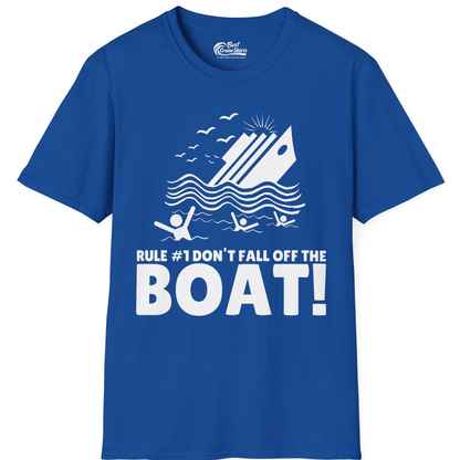 Funny Cruise Ship Safety Warning Sinking Boat Cartoon Shirt — T-Shirt T-Shirt – Royal – Best Cruise Shirts